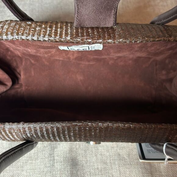 Le Sac Kultura Oval Bunyan Handbag with Leather Strap and Clasp - Picture 9 of 10